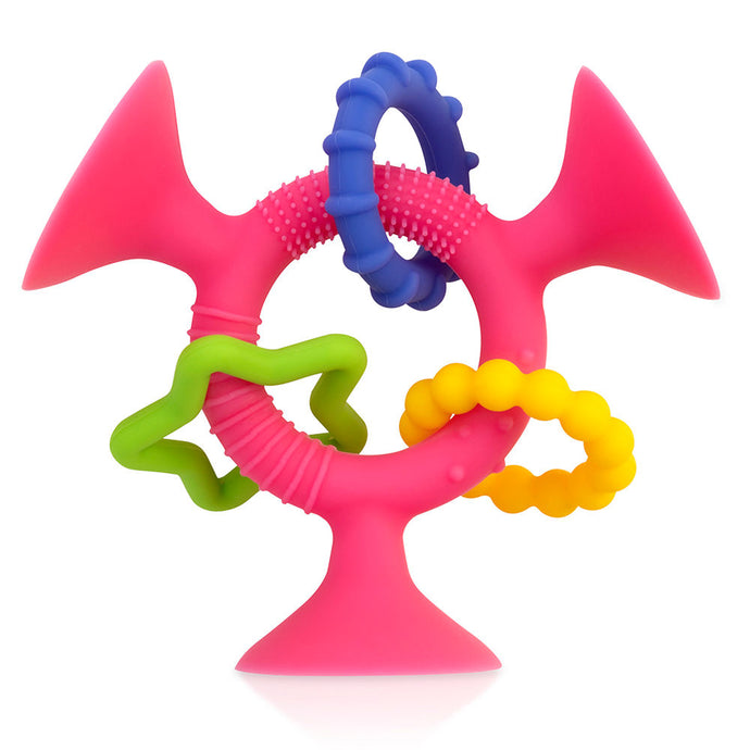 Nuby Silly Suction Three Prong Rings - Pink