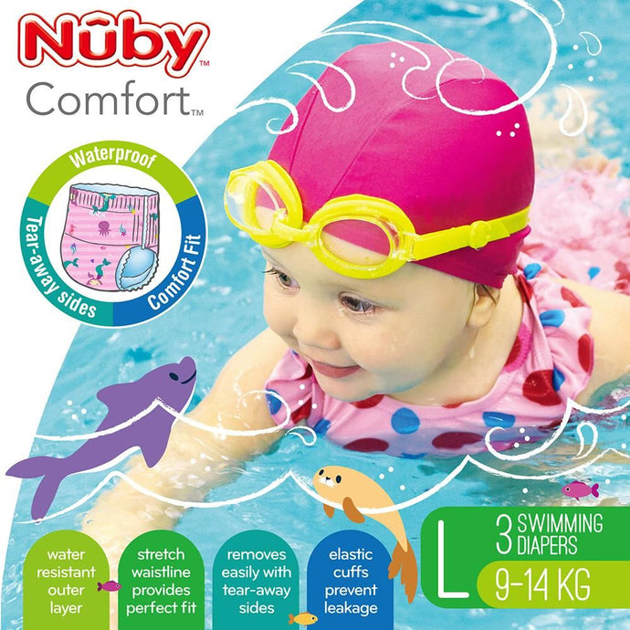 Nuby Printed Swimming Nappies Extra Large 3pk - Girl