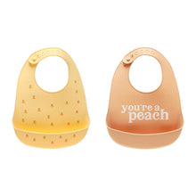Load image into Gallery viewer, Pearhead Silicone Bib 2 Pack - You&#39;re a Peach
