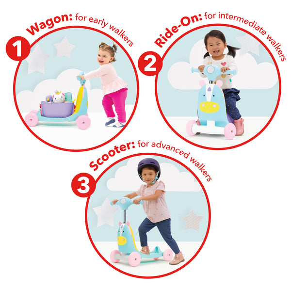 Skip Hop Zoo Ride On 3 in 1 Scooter - Unicorn